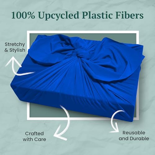 SHIKIWRAP Reusable Furoshiki Gift Wrap, 18-Inch, Deep Blue - Image 2