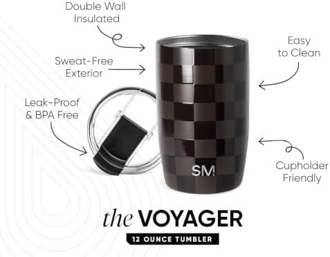 Simple Modern Travel Coffee Mug with Lid | 12oz | Checkered - Image 2