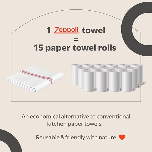 Zeppoli Classic Kitchen Towels -15 Pack 100% Natural Cotton Towel Set, Reusable Wash Cloths, Absorbent Dish Towels, Machine Washable Hand Towels, Kitchen Essentials - 14" by 25 - Red Striped - Image 6