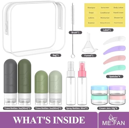 ME.FAN 18 Pack Travel Bottles for Toiletries, TSA Approved, Desert Sage - Image 2