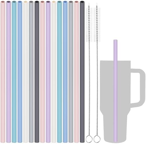 Tomorotec 15PCS Silicone Drinking Straws Fit for Stanley 40oz 30oz Tumbler by Tomorotec