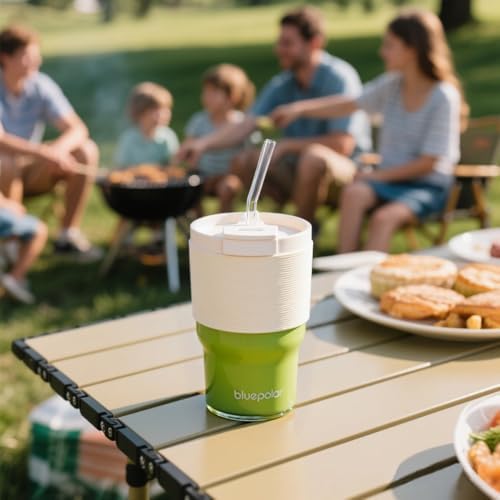 BLUEPOLAR Glass Tumbler Set with Lids and Straws, 17 oz Reusable Cups for Iced Coffee, Cold Brew, Tea, Smoothie (Off-White with Sleeve) - Image 2