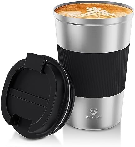 CS COSDDI 12 oz Coffee mug - Stainless Steel Coffee Cup with Leakproof Lid by CSCOSSDI