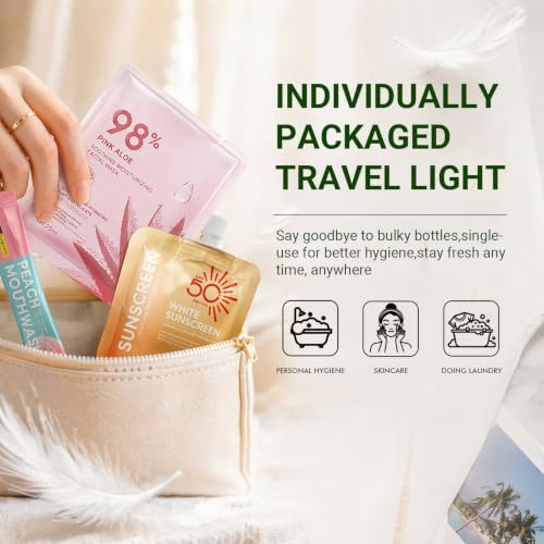 57PCS Travel Essentials Set with Toothpaste,Lip Mask,Eye Patches,Shower Gel,Shampoo for Everyday Essentials and Vacation,Convenient Travel Size Toiletries Kit for Men Women - Image 7