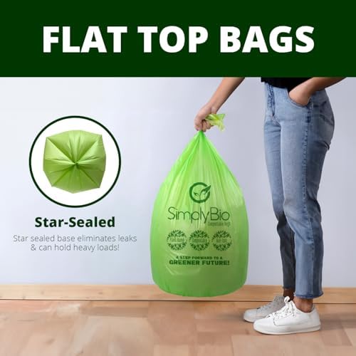 Simply Bio 13 Gallon Compostable Trash Bags Liners with Flat-Top, Thick 0.87 Mil, 49.21 Liter, 50 Bags, Tall Kitchen Food Scrap Waste Bag, ASTM D6400, US BPI and OK Compost Home Certified - Image 3