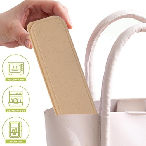 Reusable Travel Utensils with Case, Wheat Straw Fork Spoon Knife Chopsticks - Image 6