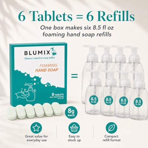 Foaming Hand Soap Refill Tablets, Concentrated Hand Soap Tablets, Just Add Warm Water, For Reusable Foaming Soap Dispensers (6 Count, Eucalyptus, Refill Only) - Image 5