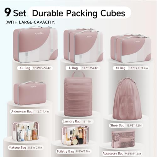 OlarHike 9 Set Packing Cubes for Travel,Gifts for Women Mom,Anti-Tearing Suitcase Organizer,with Over 1000 pcs Mesh Holes,Vacation Essentials & Accessories for Cruise Ship - Image 2