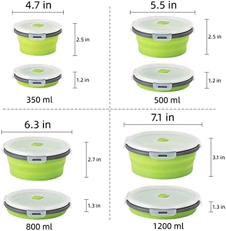 Collapsible Bowls with Lids, Space Saving Silicone Food Storage Containers for Travel Essentials, Camper Must Haves Rv Camping Accessories for Trailers inside, Salad Container for Lunch Green - Image 2