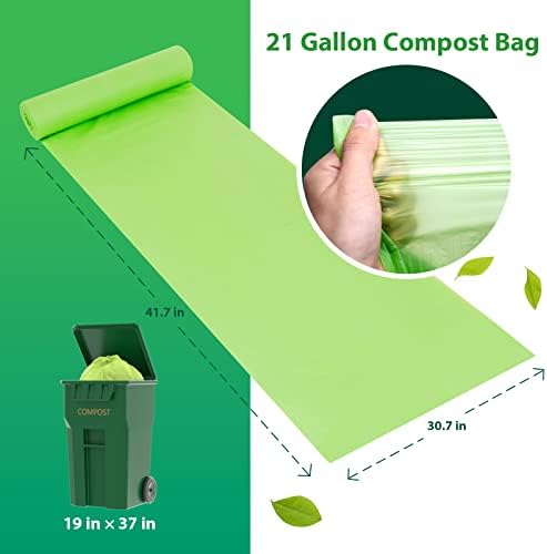 GreFusion Compostable Trash Bags 21 gallon,20 Count,Extra Thick 1.28 Mills,Fits13-25 gallon trash can, Extra Strong and thick,Compostable Lawn & Leaf Yard Waste bags,ASTM D6400,Bpi Certified - Image 5