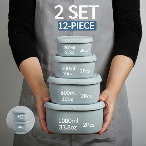 ISSEVE 12Pcs/Set Nesting Silicone Food Storage Containers with Lids - Image 2