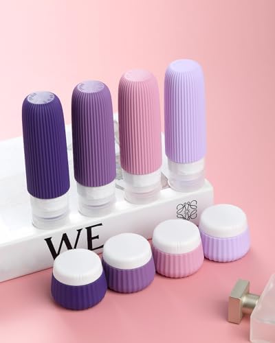 Mrsdry Travel Bottles for Toiletries - 8 Pack, TSA Approved 3oz Travel Containers, Leak Proof Silicone Squeezable Cream Jars with Clear Bag - Image 4
