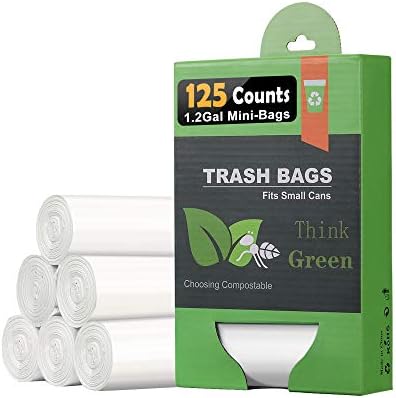 AYOTEE 1.2 Gallon Compostable Trash Bags, Strong Small Trash Bags 125 Count by AYOTEE