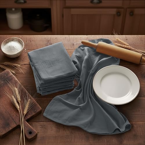 Utopia Kitchen Light Grey Flour Sack Towels [6 Pack-28 x 28 in] 100% Cotton - Image 6