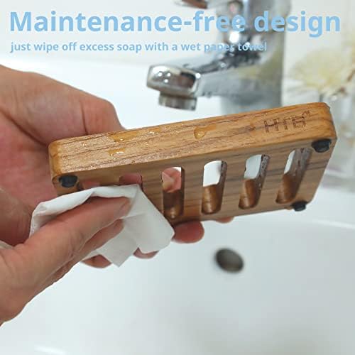 HTB 2 Pack Slotted Bar Soap Holder Teak Wood,Sponge Holder for Kitchen Sink - Image 6