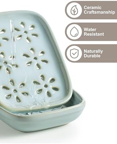 Miamolo Soap Dish for Shower with Drainage 2-Tier Bar Soap Holder Mess-Free - Image 5