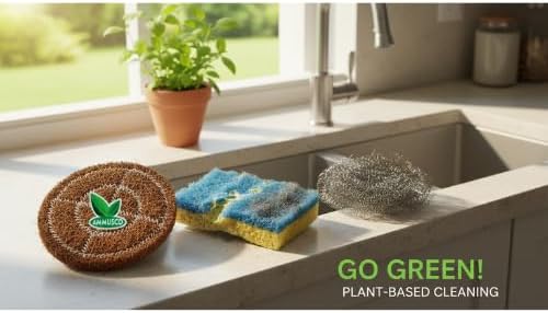 Natural Coconut Fiber Scrub Pad Pack of 12 – 4 Inch (10cm) Extra Thick 10mm Round Coir Scouring Pads | Heavy Duty Eco-Friendly Kitchen Cleaning Scrubber | Biodegradable & Plastic-Free - Image 5