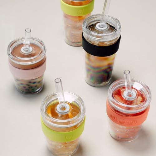 KeepCup Cold Cup - Longplay Double wall Glass Ice Coffee Tumbler with Lid and Straw - 16oz (454ml) - Chalk - Image 4