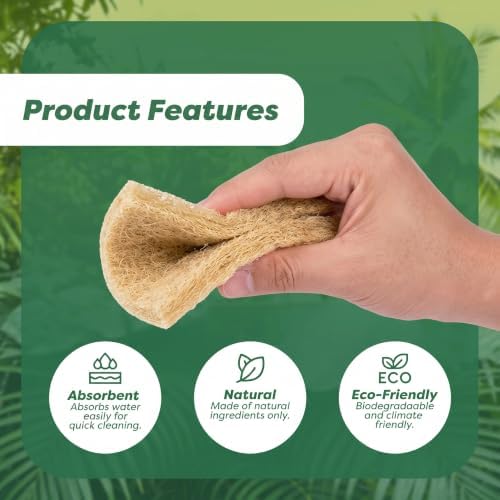 32 Pack Natural Scouring Pads, Coconut Husk Non Scratch Dish Scrubbing Pads - Image 4