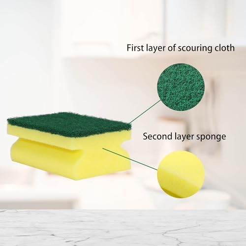 Sponges, Eco Non-Scratch Scrub Pads, Dish Scrubber for Cleaning Kitchen and Dish Cleaning,12 Scrubbing Sponges+ Draining Rack - Image 5