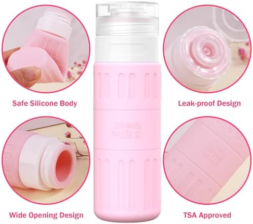 GLAMFIELDS Travel Bottles for Toiletries,TSA Approved 3.3oz Size LeakProof Silicone Toiletry Containers for Shampoo, Conditioner,Easy to Squeeze，Portable Travel Essentials for Lotion(18 Pack) Macaron - Image 3