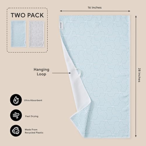RECYCO Waffle Kitchen Towel Set of 2 - Quick Dry Microfiber Sustainable Dish Towels - Ultra Absorbent Reusable Cleaning Tea Towels - Lightweight Hand Towels,16”x 28”, Modern Maze - Image 6