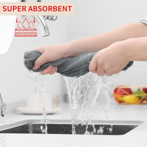 Homaxy 100% Cotton Waffle Weave Kitchen Dish Towels 6-Pack, Grey - Image 3