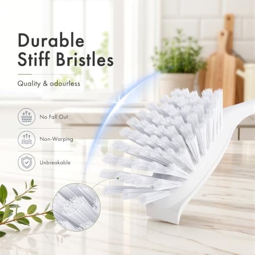 Amazer Dish Brush with Handle, 2 Pack Kitchen Scrub Brushes for Cleaning, Dish Scrubber with Stiff Bristles for Sink, Pots, Pans - Image 3