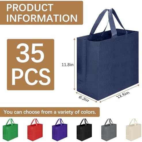 Reusable Grocery Bags 12.6 * 6.3 * 11.8 in - Non Woven Totes Bag with Reinforced Handles, Shopping Bags Bulk - Image 2