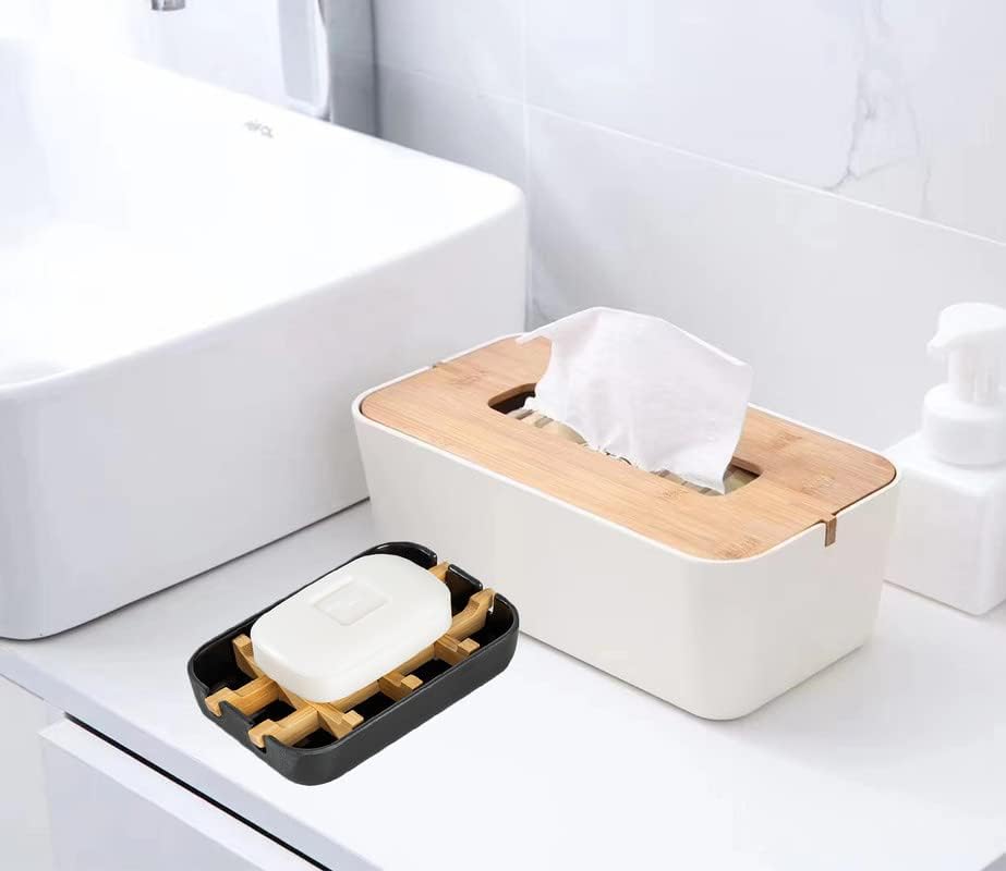 Modern Removable Soap Holder, Bamboo Fiber Sponge/Soap Dishes for Kitchen/Bathroom/Shower Room, Black - Image 7