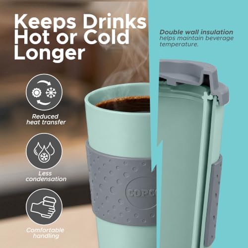 Copco Acadia Travel Mug, 16 Oz - Aqua & Mint/Aqua & Grey, Set of 4 - Image 3