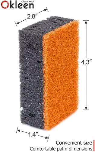 Black & Orange Multi Use Scrub Sponges. Made in Europe. 9 Pack, 4.3x2.8x1.4 inches. Heavy Duty and Non Scratch Fiber. Odorless Durable and Delicate Scrubber. Halloween Edition - Image 4