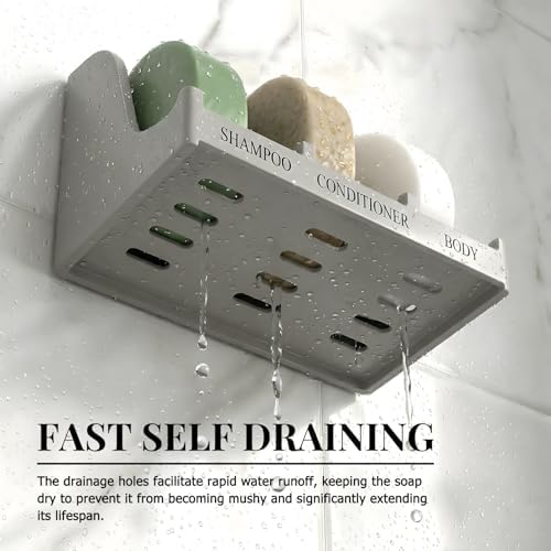 Soap Holder for Shower Wall, 3-Compartment Soap Dish [Patent Pending] - Image 3