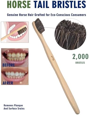Natural Horse Bristle Bamboo Toothbrush 10 Pack Adult - Image 6
