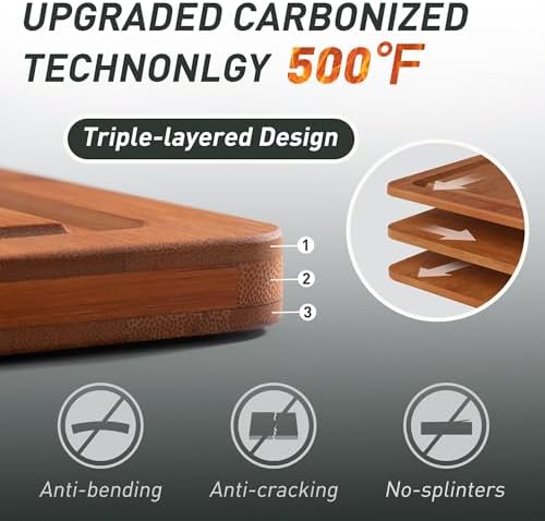 3 Packs Bamboo Cutting Board Set with Non Slip Feet and Over Sink Nice Solid Thick Wood Juice Groove Chopping Board Extra Large Big Small Best Hardwood Counter Organic Vegetable Kitchen Gadgets - Image 3