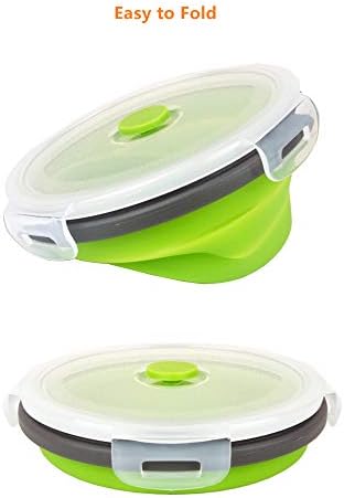 CARTINTS Green Silicone Collapsible Food Storage Containers-Prep/Storage Bowls with Lids - Round Silicone Food Storage Containers - Microwave and Freezer Safe 3Pack - Image 4