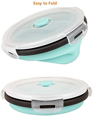 CARTINTS Blue Silicone Collapsible Food Storage Containers-Prep/Storage Bowls with Lids - Round Silicone Lunch Containers - Microwave and Freezer Safe Set of 3 - Image 5