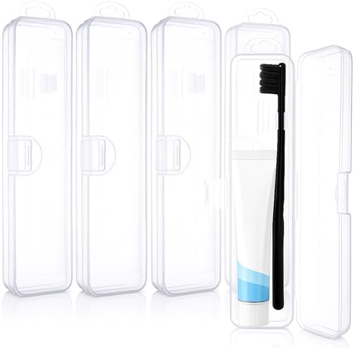 5 Pieces Portable Travel Toothbrush Case, Travel Toothbrush Holder Hard Plastic Dust Proof Container Toothpaste Box Holder, Clear by Patelai