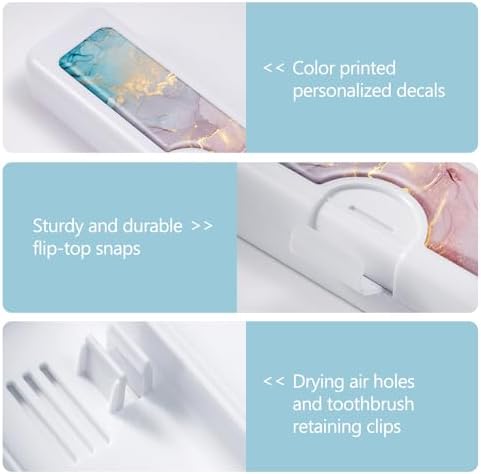 2 Pcs Toothbrush Travel Case - Colorful Pattern, Holder and Covers for Toothbrushes, Includes Tongue Scraper Case - Image 3