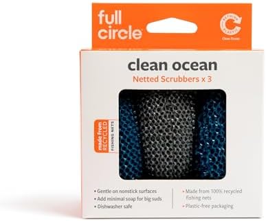 Full Circle Clean Ocean Netted Scrubbers - Set of 3 Dish Scrubbers. Non-Stick Safe. Quick Drying. Odor Resistant. Made Out of 100% Recycled Fishing Nets. Dishwasher Safe - Image 2