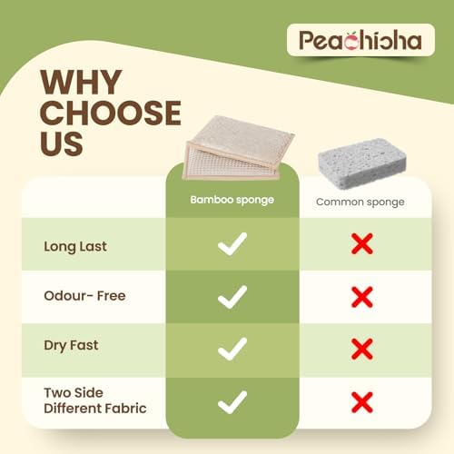 Bamboo Sponges for Dish Washing Reusable Dish Sponge Multi Use Kitchen Sponges Non-Scratch Reusable Cleaning Pads for Dishes, Pots and Pans, Pack of 5 - Image 5