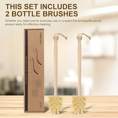 DEBETOOL 2-Pack Wooden Bottle Brush with Sisal Bristles - Image 6