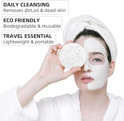 120-Count White Compressed Facial sponges for Daily Cleaning - Image 4