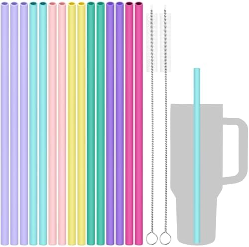 Tomorotec 15PCS Silicone Drinking Straws Fit for Stanley 40oz 30oz Tumbler by Tomorotec