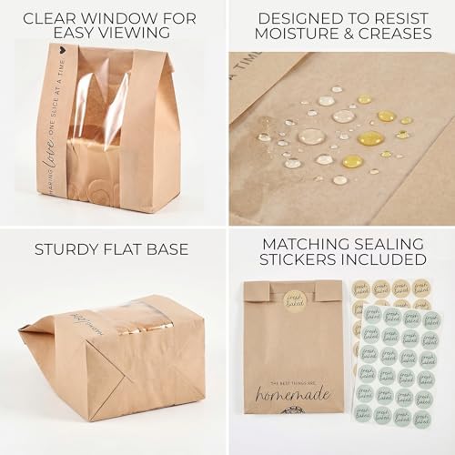 Beautiful Bread Bags for Homemade Bread - Clear Window Bakery Paper Bags - Image 5