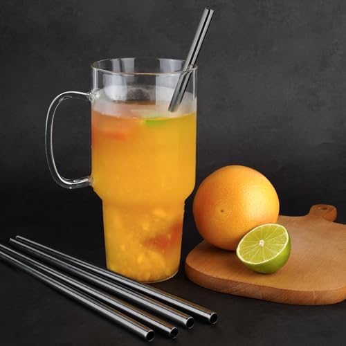 Tomorotec 8PCS Stainless Steel Straws Fit for 40oz Stanley Tumblers, Black - Image 5