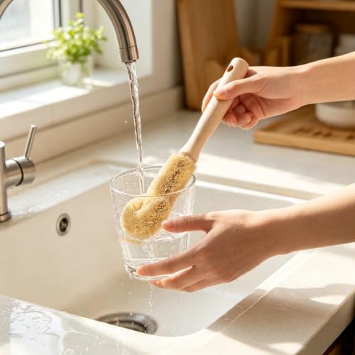 5Pcs Bamboo Dish Scrub Brush, Multi Purpose Kitchen Cleaning Brush Set - Image 3