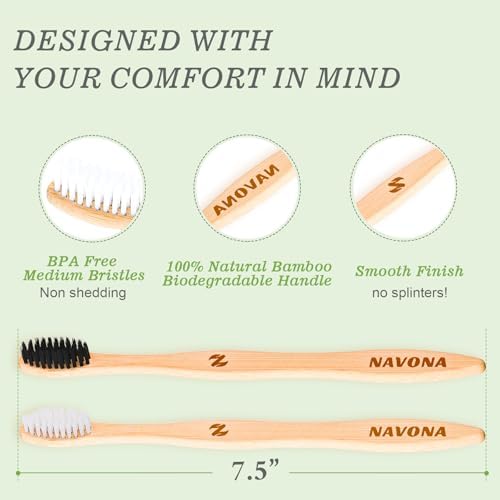 30 PCS Bamboo Toothbrushes, Individually Wrapped Wooden Toothbrushes Bulk - Image 3