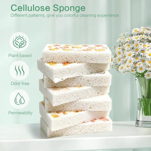 Large Cellulose Sponges, Kitchen Sponge for Dish, Thick Heavy Duty Scrub Pads, Non-Scratch Scrubber for Household/Cookware/Bathroom/Office/Boat 5.5" x 3" x 1" (7 Pack), Food - Image 6
