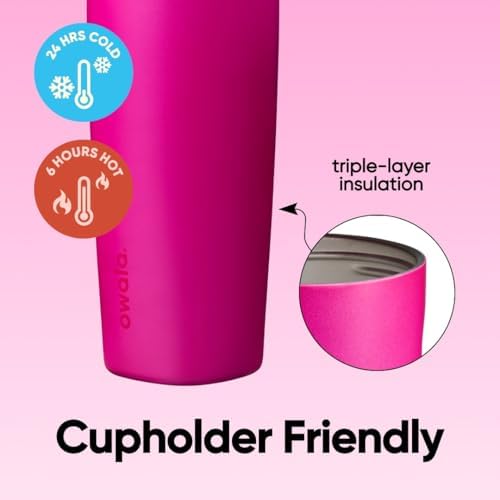 Owala SmoothSip Slider Insulated Stainless Steel Coffee Tumbler, Reusable Iced Coffee Cup, Hot Coffee Travel Mug, BPA Free 20 oz, Read My Lips - Image 3